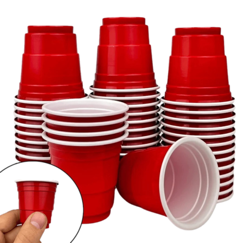 Rote Beer Pong Shot Becher - 100 Stk. Schnapsbecher