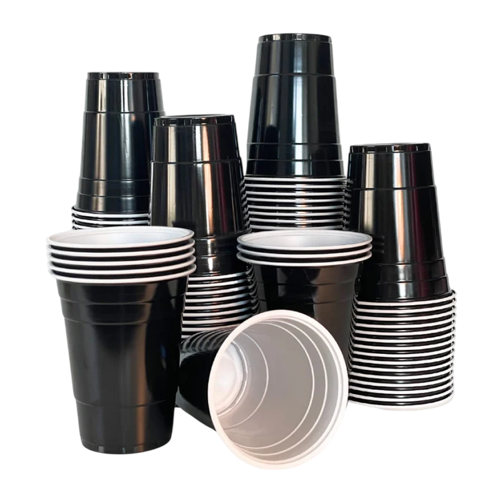 Black Beer Pong Becher - 50 Stk. schwarze Plastikbecher