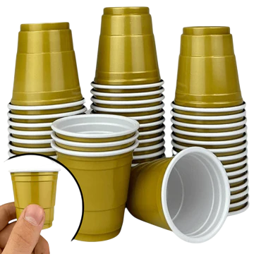 Goldene Beer Pong Shot Becher - 100 Stk. Schnapsbecher