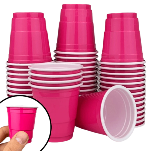 Pinke Beer Pong Shot Becher - 100 Stk. Schnapsbecher