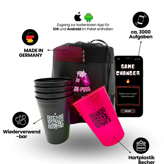 QR-Pong Set Pink - Beer Pong Becher
