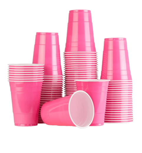 Pinke Beer Pong Becher - 50 Stk. pinke Plastikbecher