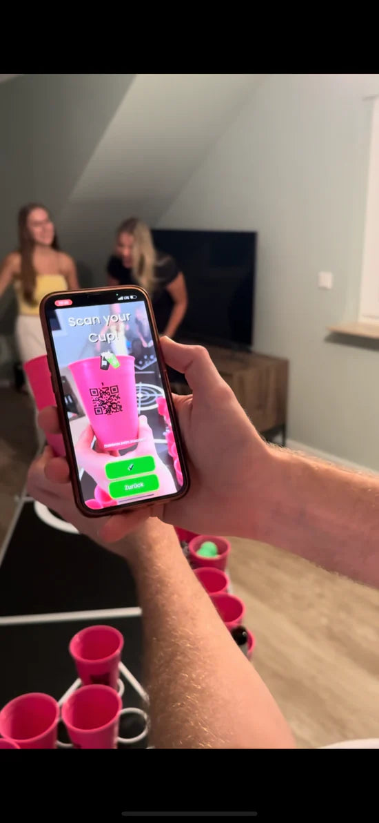 QR-Pong Set Pink - Beer Pong Becher