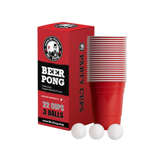 Beer Pong Set 22 Becher und 3 Bälle SOLO Cups